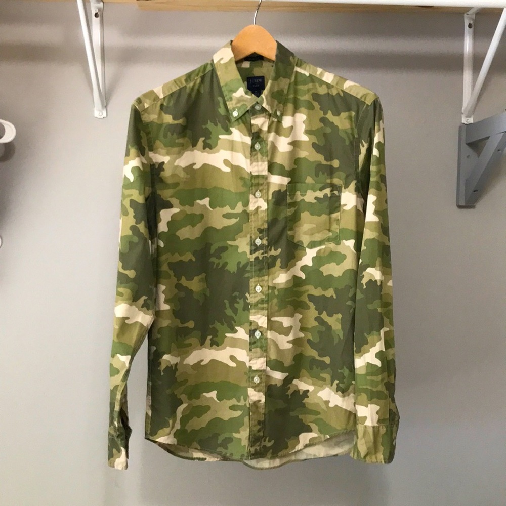 Men’s camo camouflage button up dress shirt j.crew
